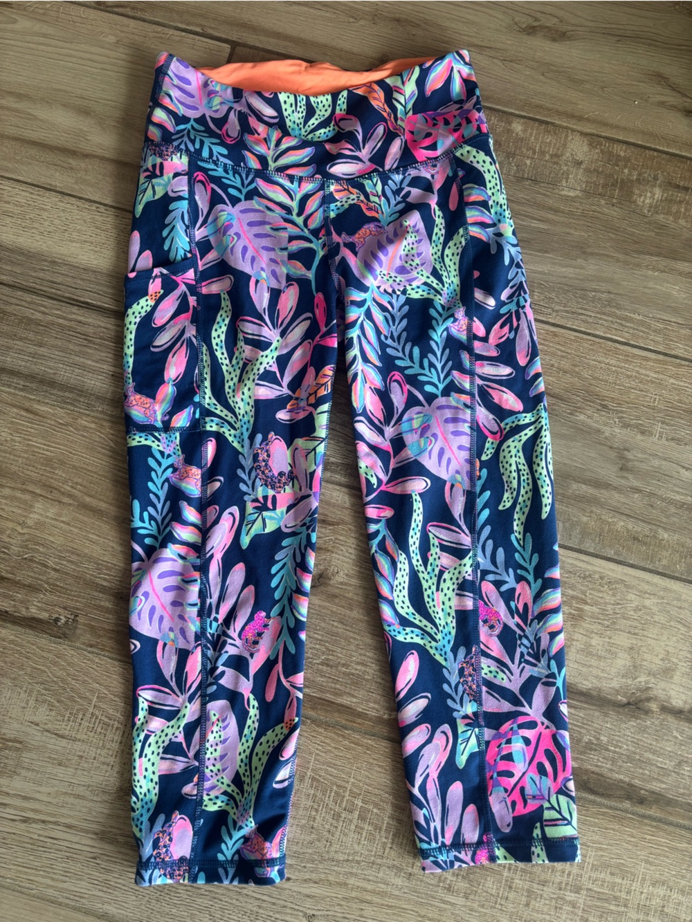 Lilly Pulitzer Navy Tropical Leaf Print Leggings size small